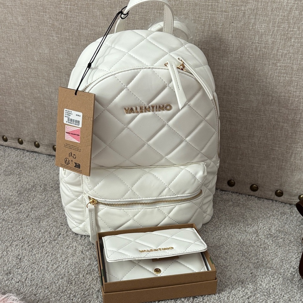Authentic Mario Valentino leather backpack & wallet